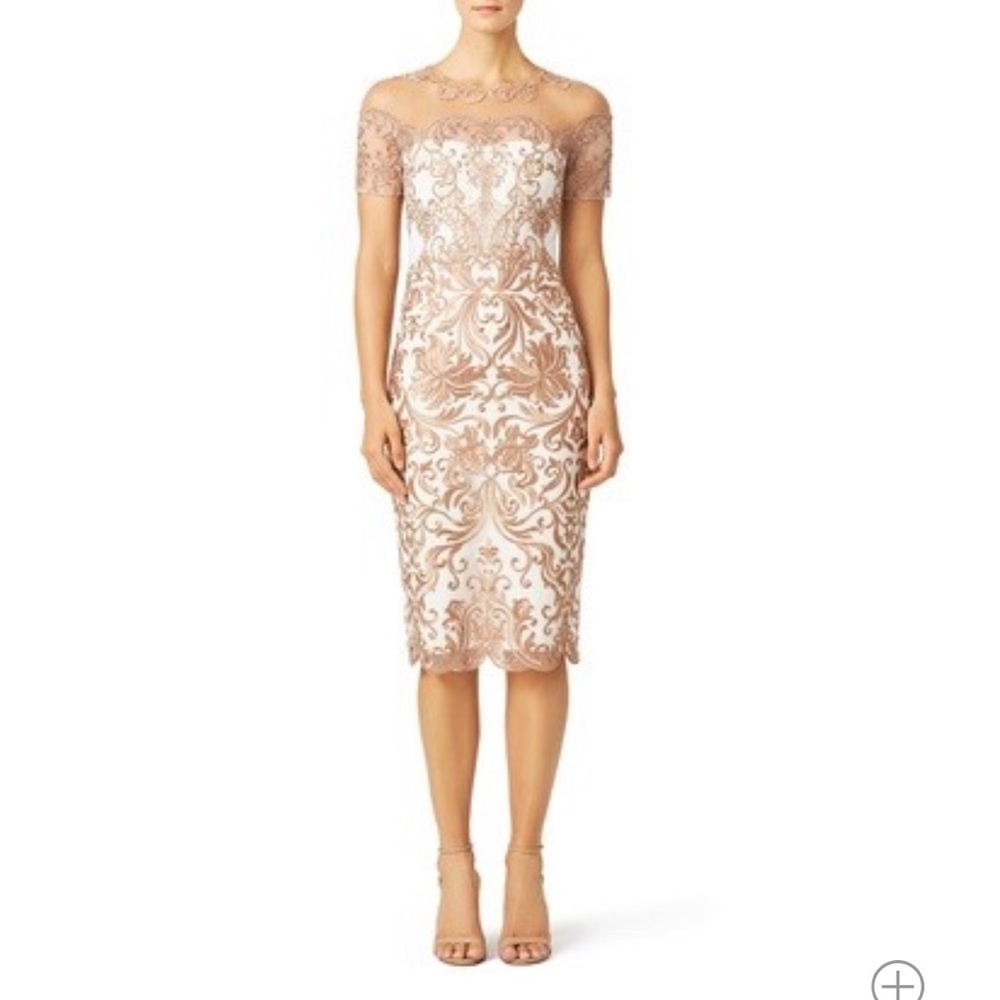 Size 10 Marchesa Notte Metallic Jaipur Sheath